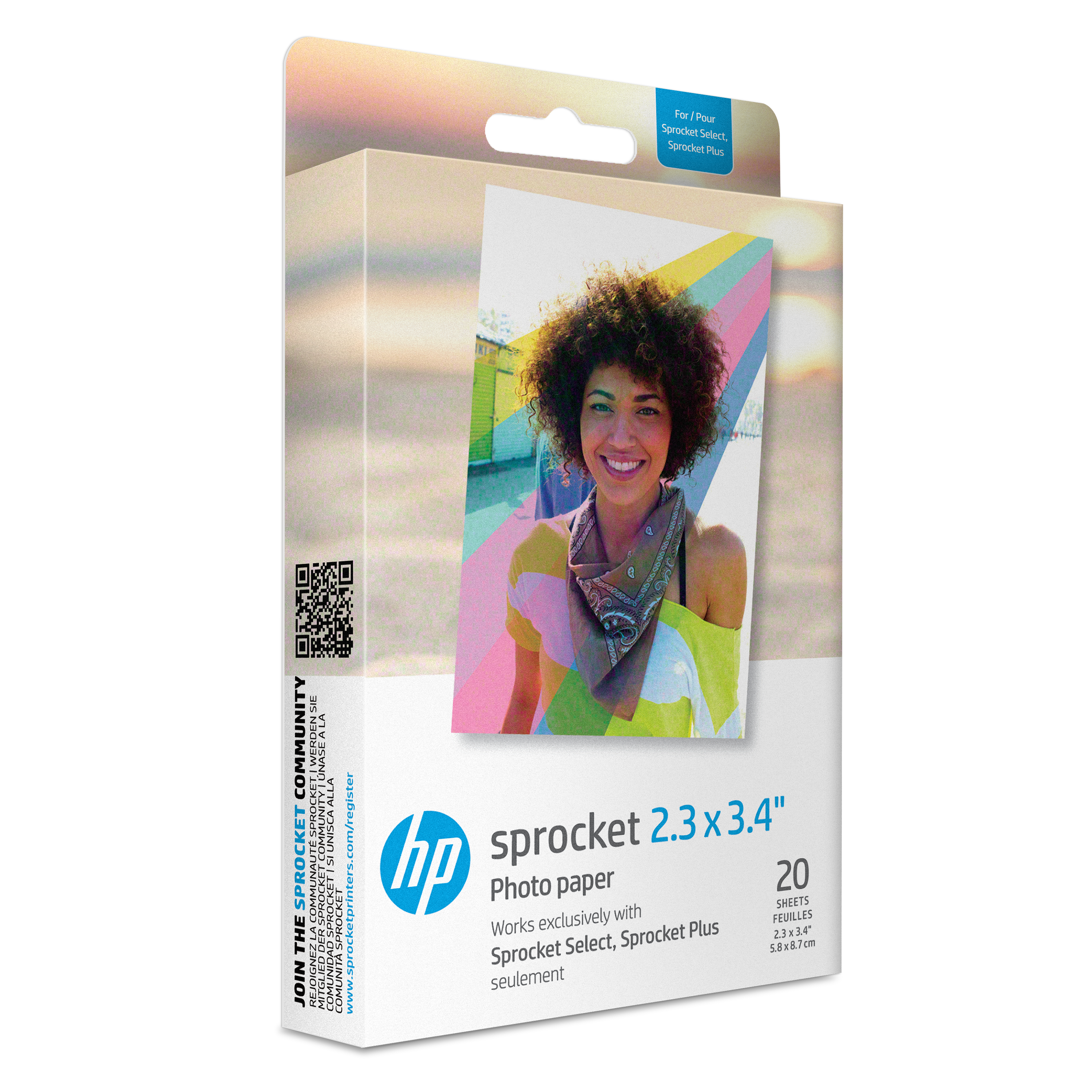 HP Sprocket 2.3” x 3.4” Premium Zink Sticky-Back Photo Paper (20 Sheets) hpsprocket