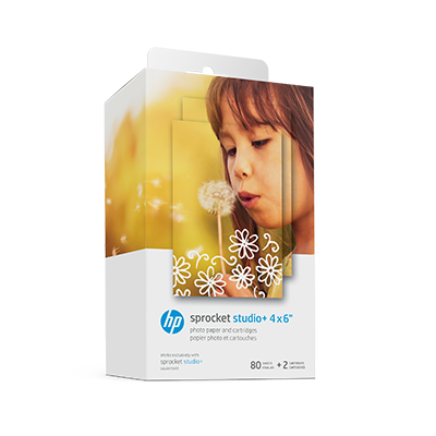 HP Sprocket Studio 4” x 6” Photo Paper & Cartridges (80 Sheets – 2 Cartridges) hpsprocket