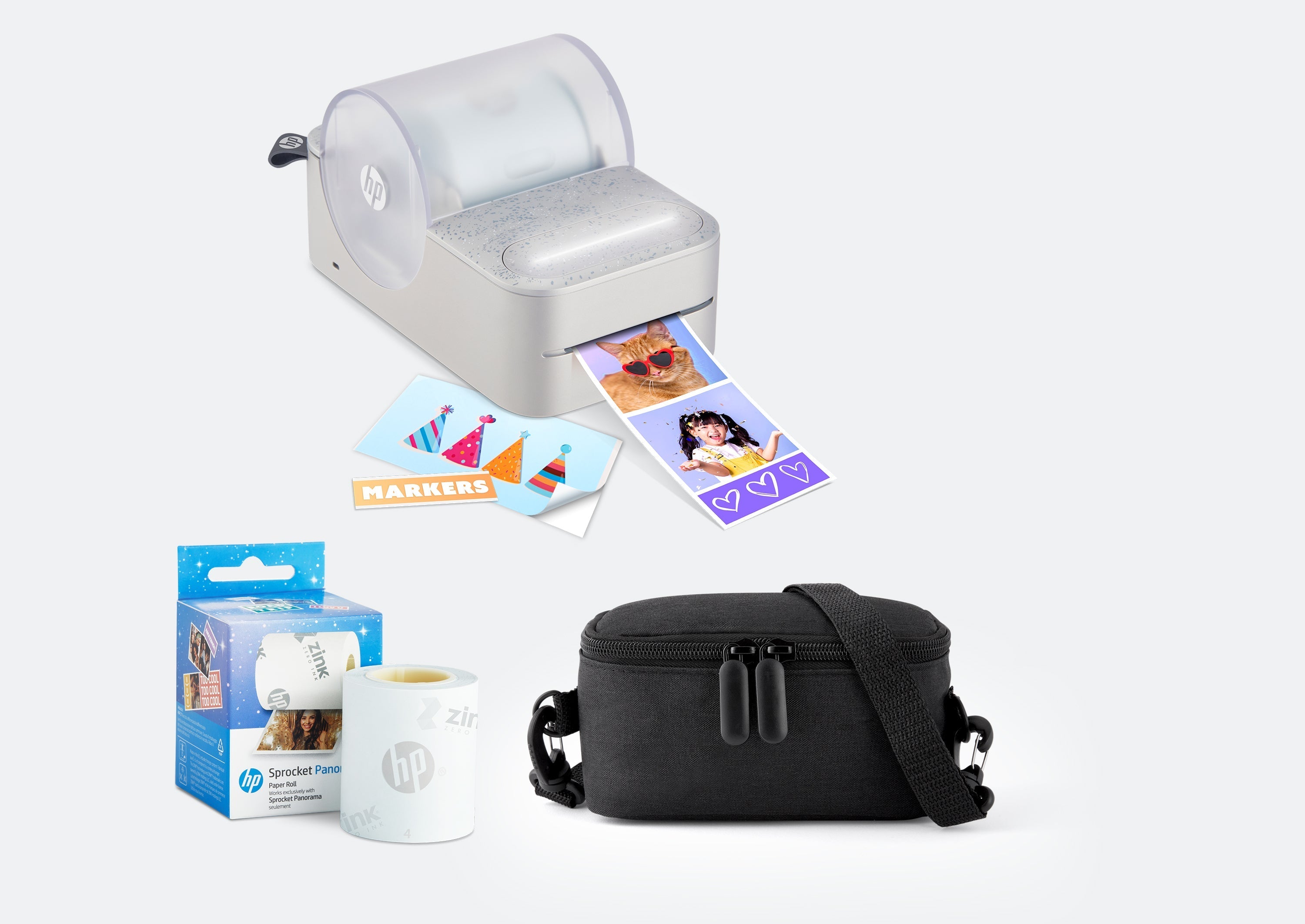 HP Sprocket Panorama Instant Portable Color Label & Photo Printer Starter Bundle