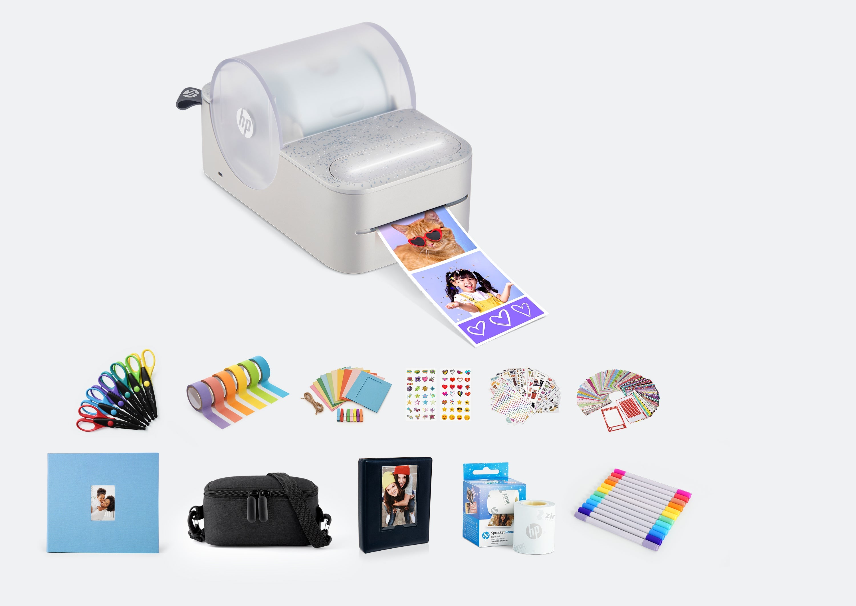 HP Sprocket Panorama Instant 便携式彩色标签和照片打印机工艺套装