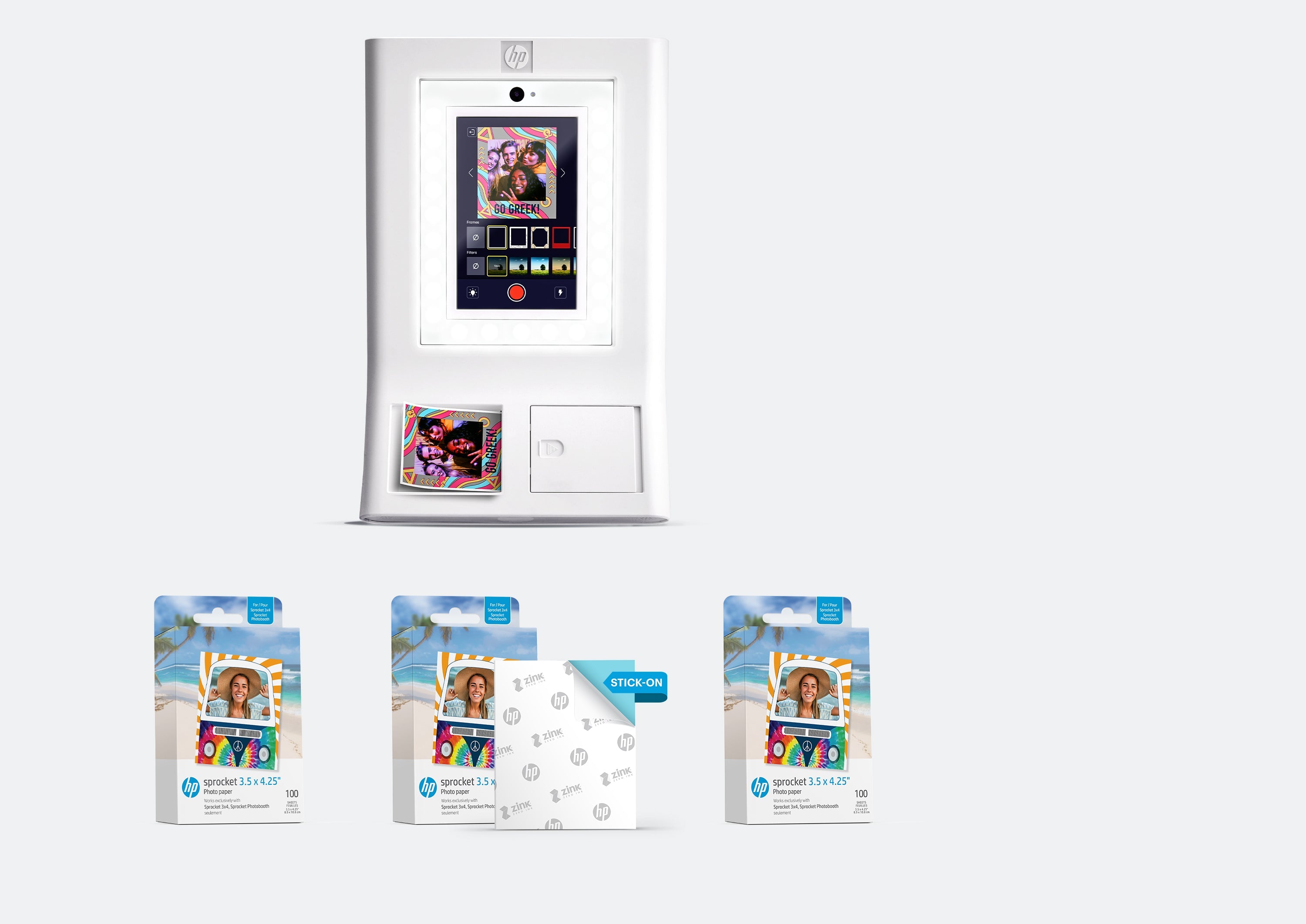 HP Sprocket Photobooth Photo Printer Bundle – 300 Sheets of 3.5” x 4.35” ZINK® Photo Paper