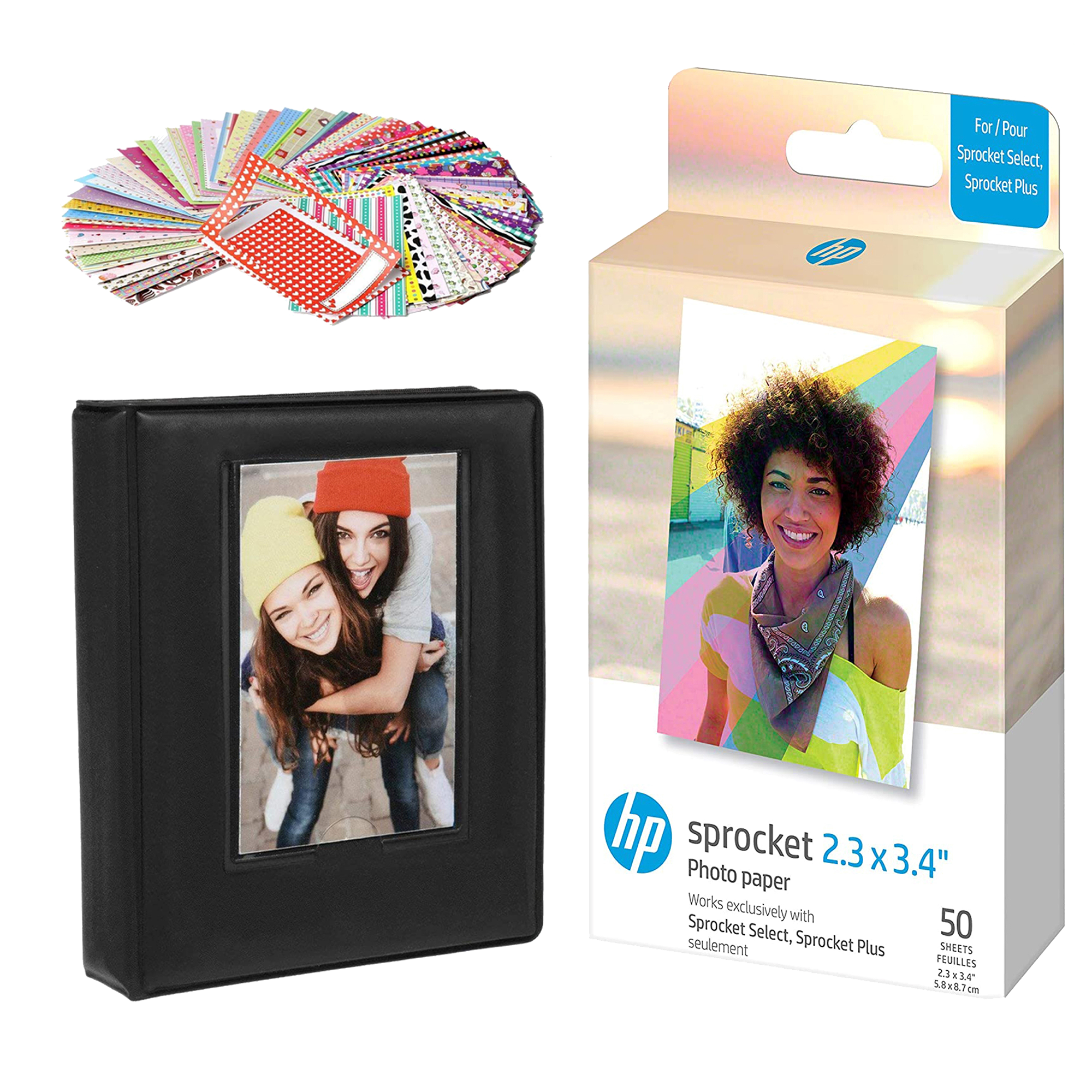 HP Sprocket Papier Photo Zink 3,5 x 4,25 - Kit : 50 Paquets de Papier  Zink, étui, Album Photo, marqueurs, Ensembles d'autocollants