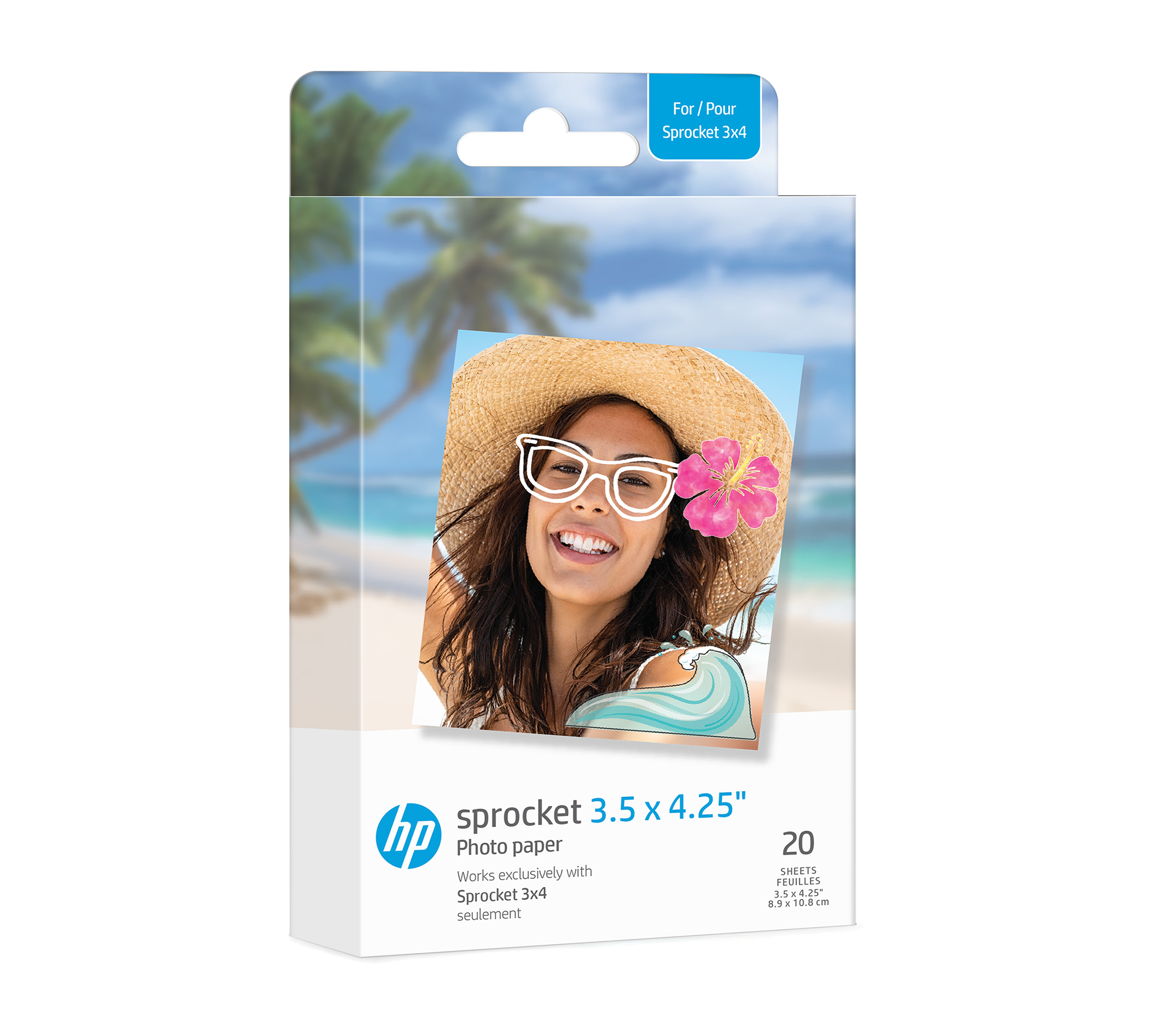 HP Sprocket 3,5 x 4,25 Papier photo à dos adhésif Zink (lot de 150)  compatible avec l'imprimante HP Sprocket 3x4