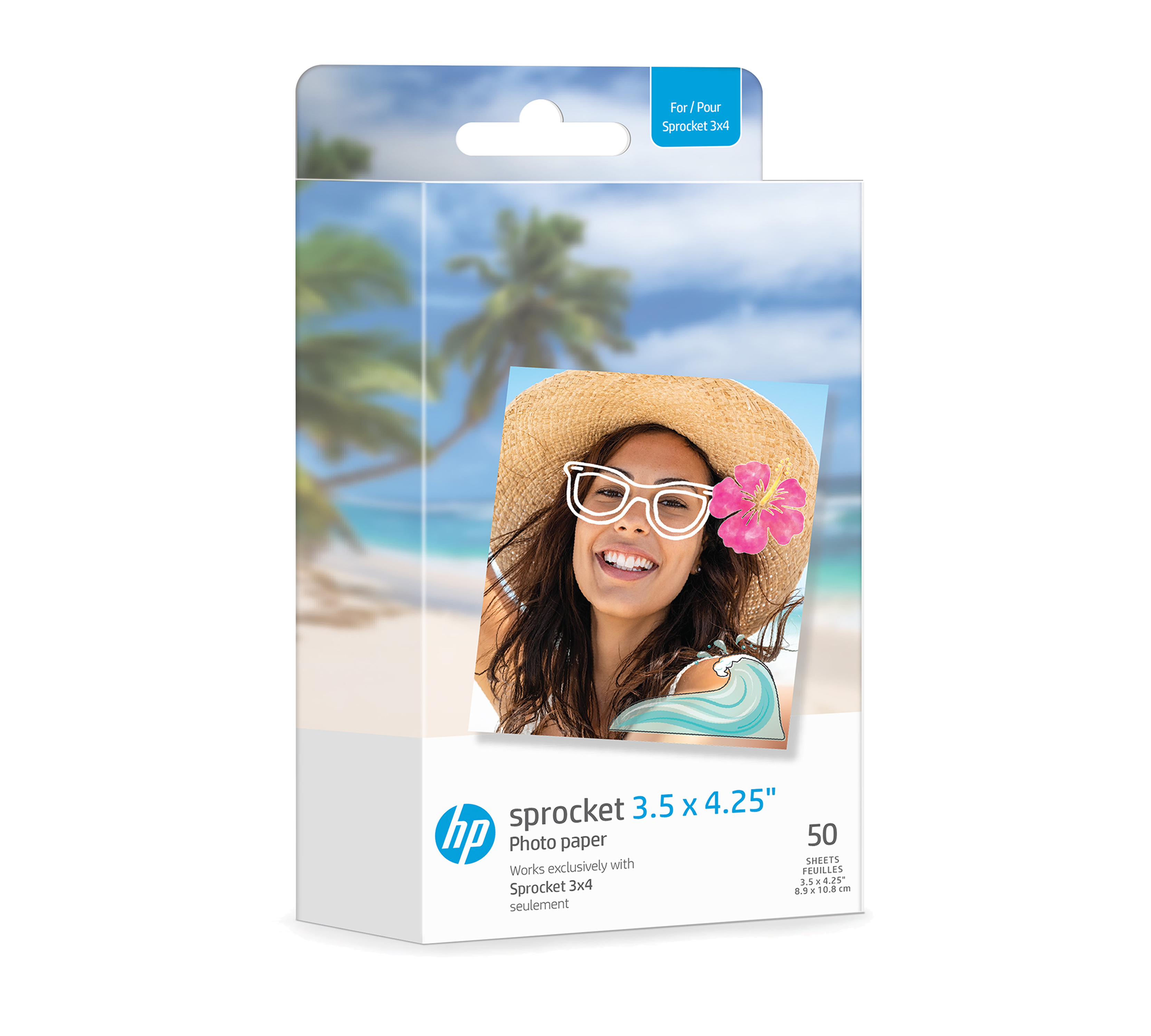 HP Sprocket 3.5 x 4.25” Zink Sticky-backed Photo Paper (50 Pack) Compatible with HP Sprocket 3x4 Photo Printer Sprocket Printers