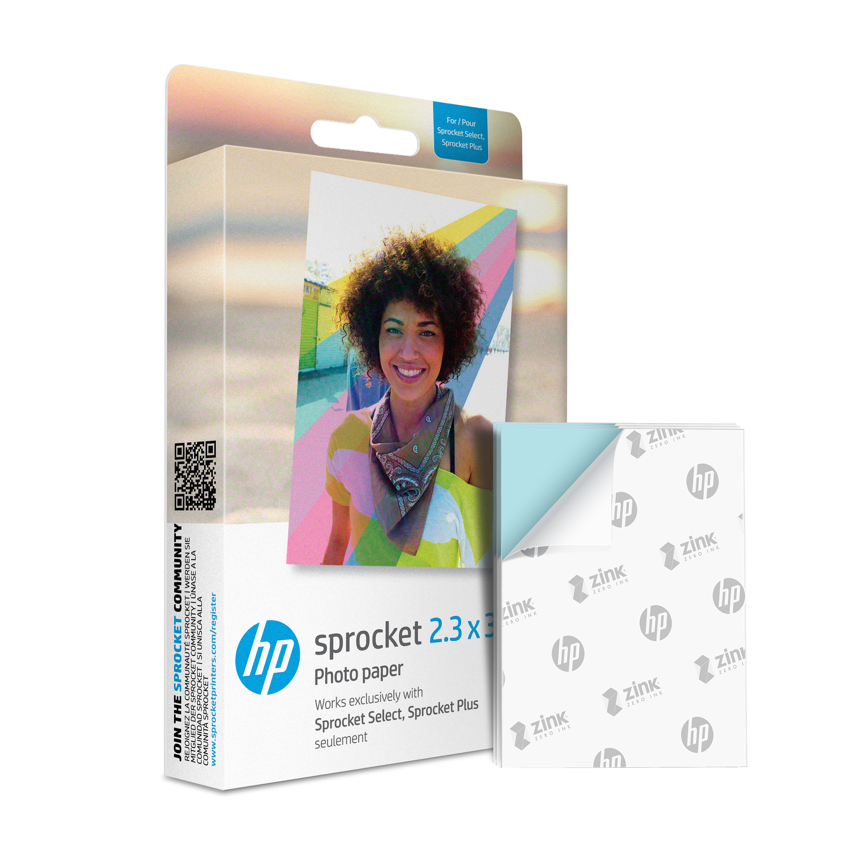 HP Papier photographique collant instantané sprocket 2,3 x 3,4 (20