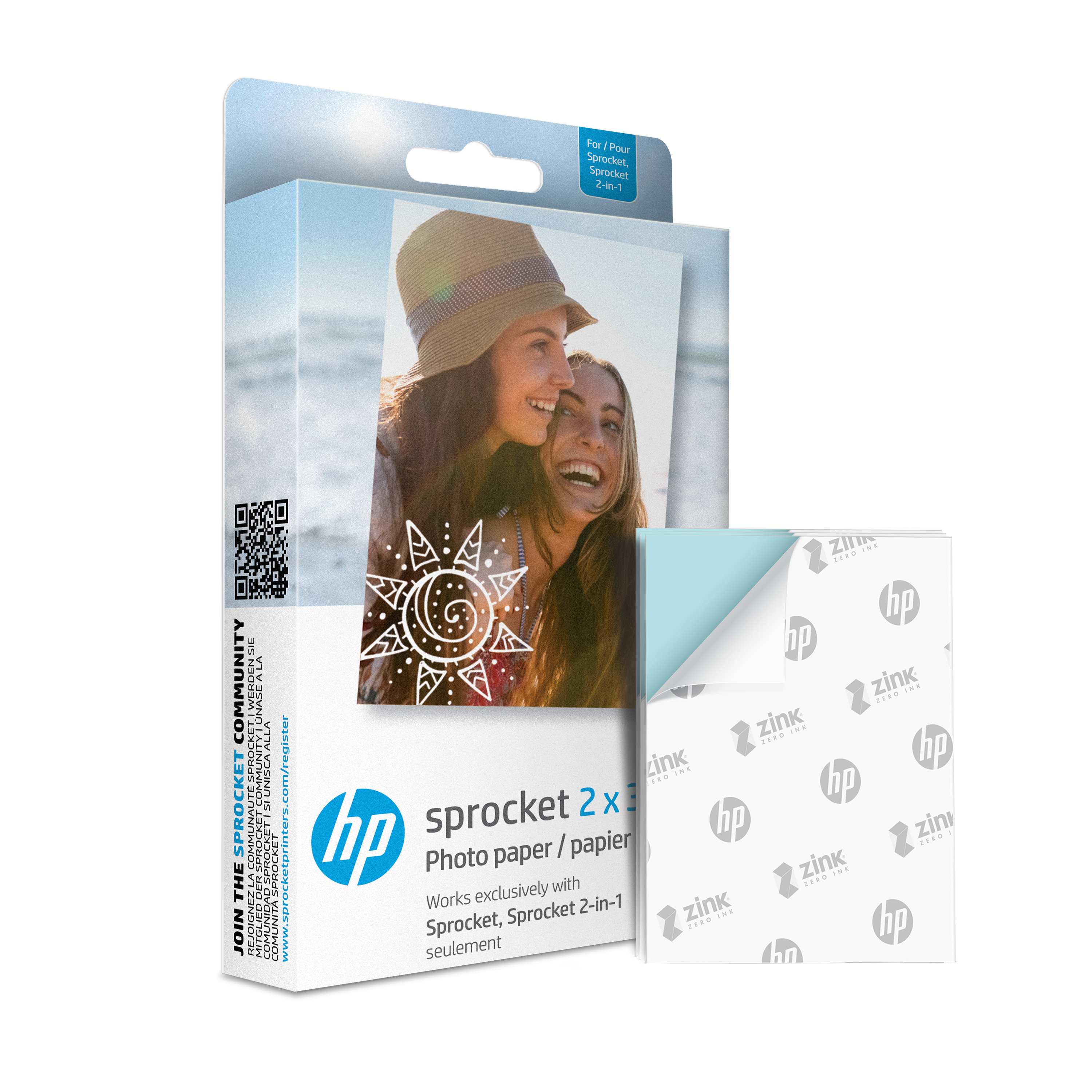 HP Sprocket 2” x 3” Premium Zink Sticky-Back Photo Paper (20 Sheets) hpsprocket