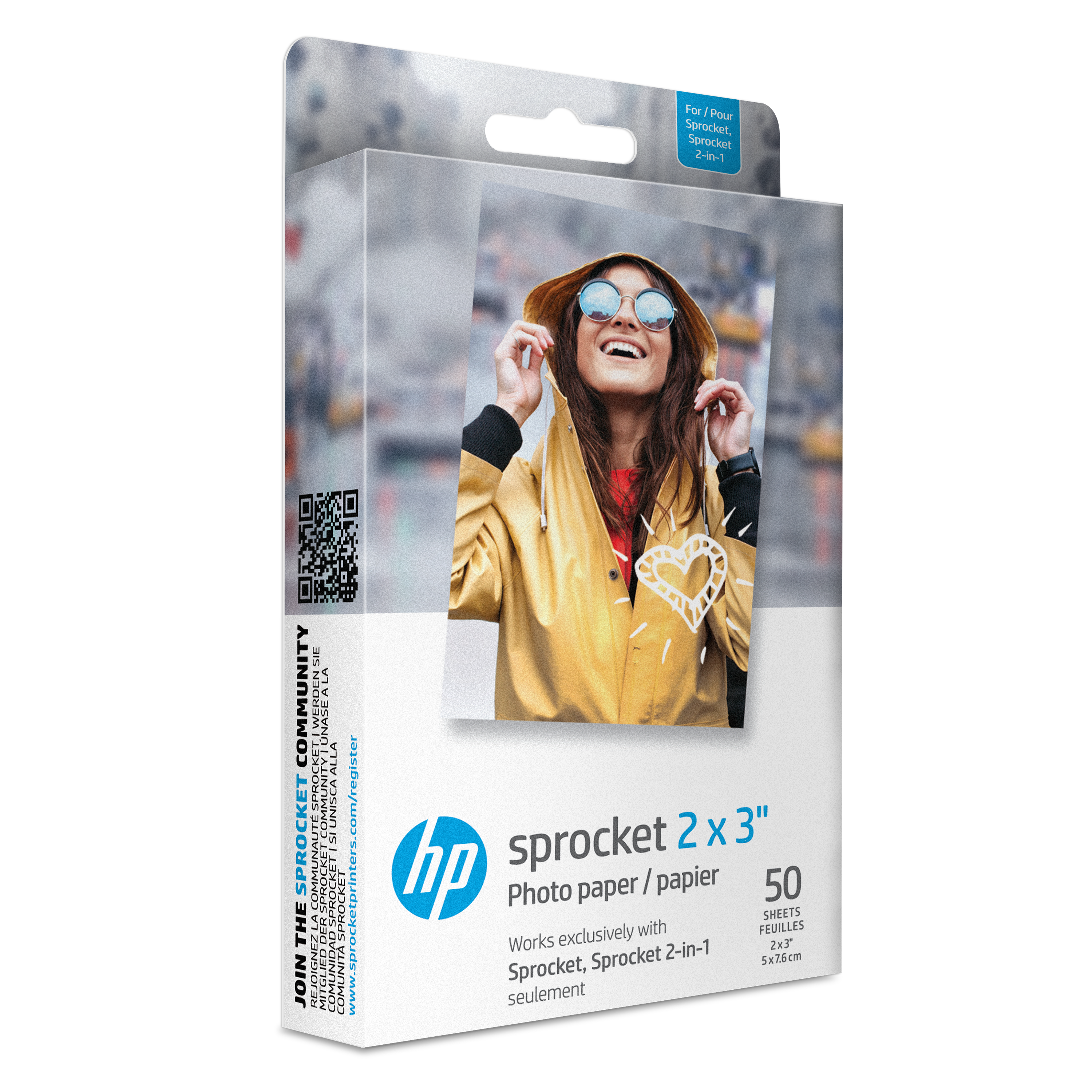 HP Sprocket 2” x 3” Premium Zink Sticky-Back Photo Paper (50 Sheets) hpsprocket