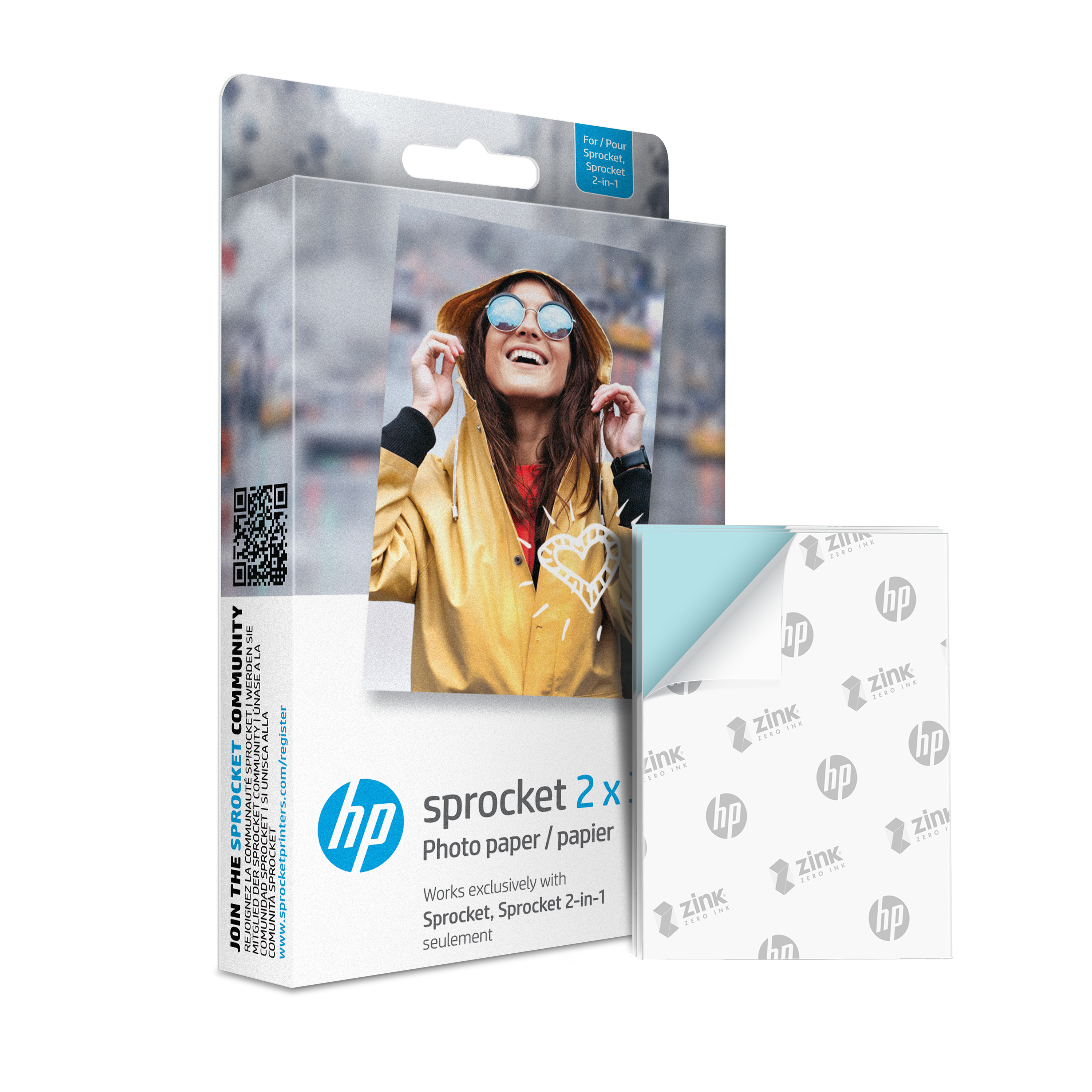 HP Sprocket 2x3 Premium Zink Sticky Back Photo Paper (20 Sheets)  Compatible with HP Sprocket Photo Printers.