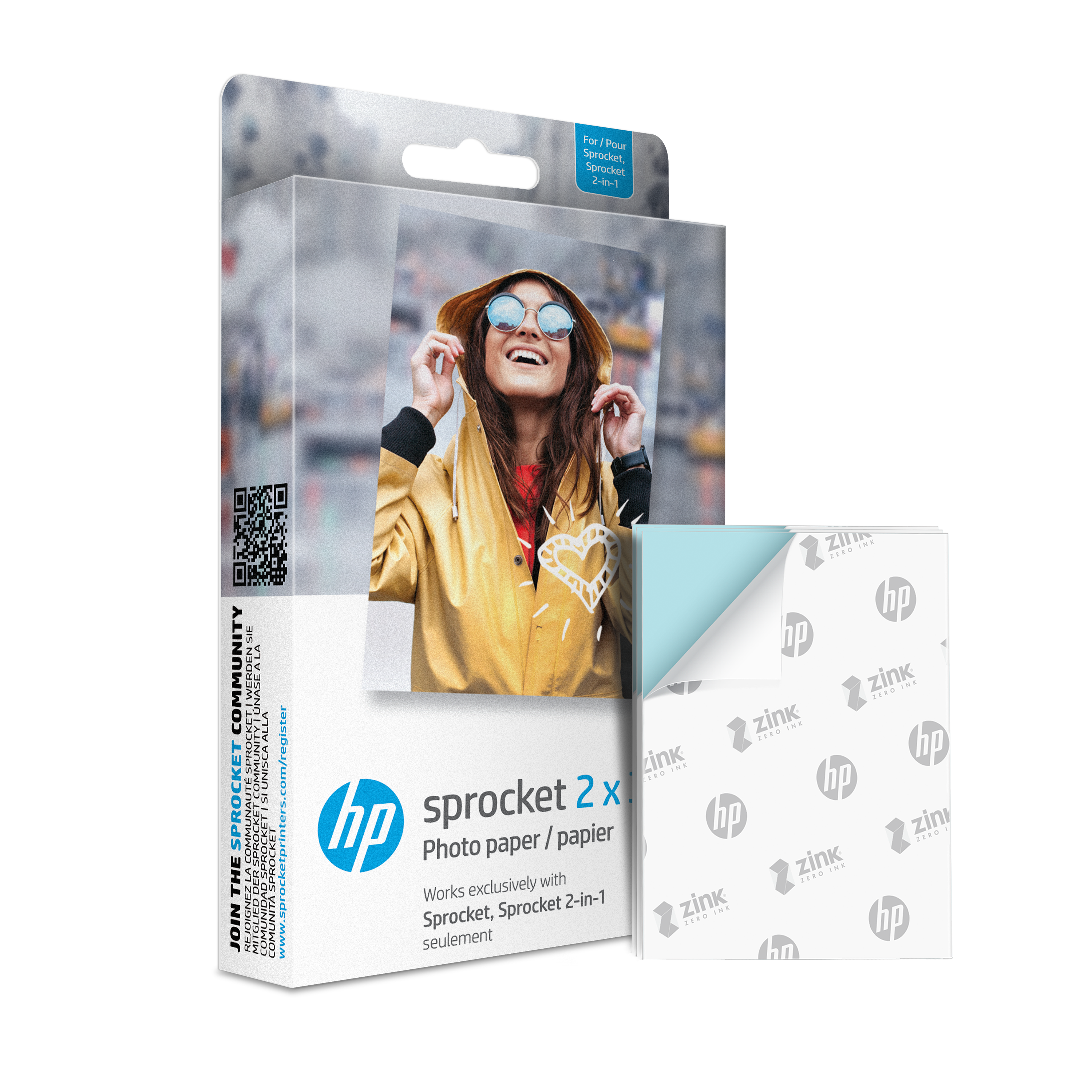 HP Sprocket 2” x 3” Premium Zink Sticky-Back Photo Paper (50