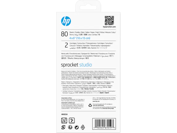 2 Cartouches et papier photo HP Sprocket Studio - 80 feuilles/10 x 15 cm (4  x
