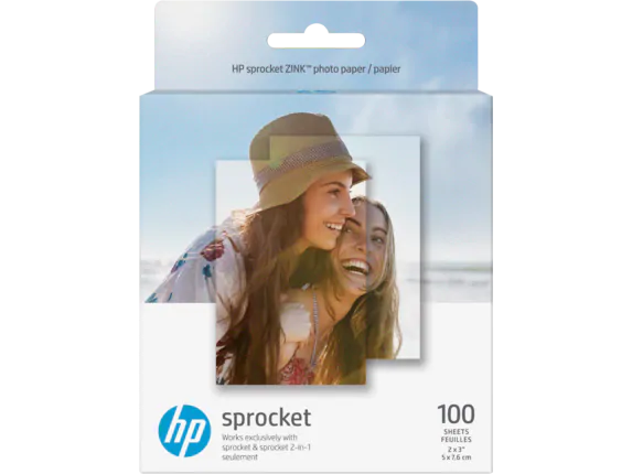 HP Sprocket White/ Luna - Imprimante photo mobile - y compris 20 feuilles  de papier HP
